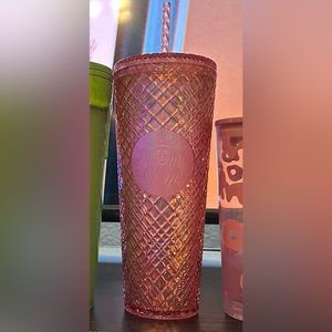 Starbucks rose diamond grid tumbler